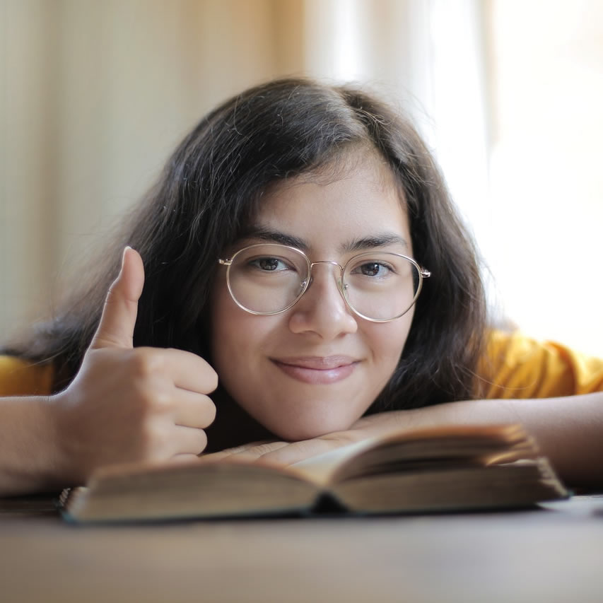 Thumbs up from student