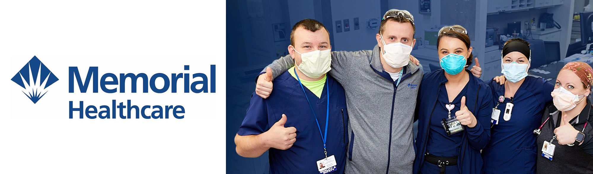 Memorial Healthcare logo with employees