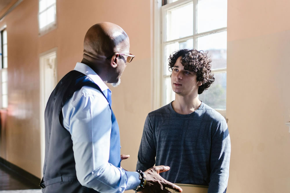 High school counselor with student