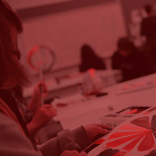 Art student working in class