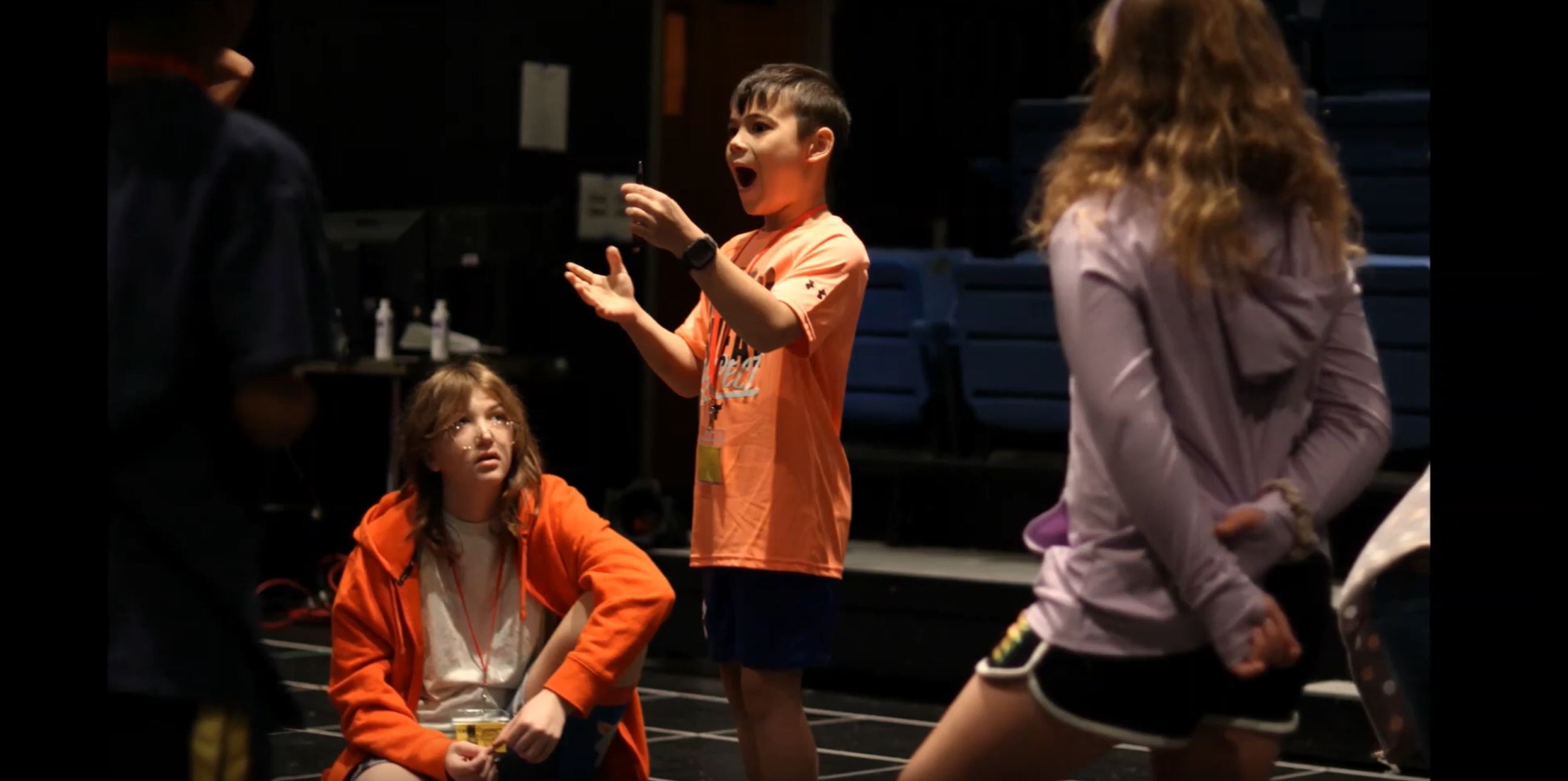 Theatre camp students on stage