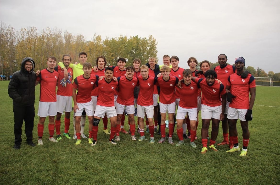 Men's Soccer team on field