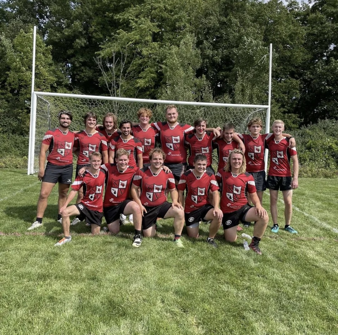 Mens Rugby in front of goal