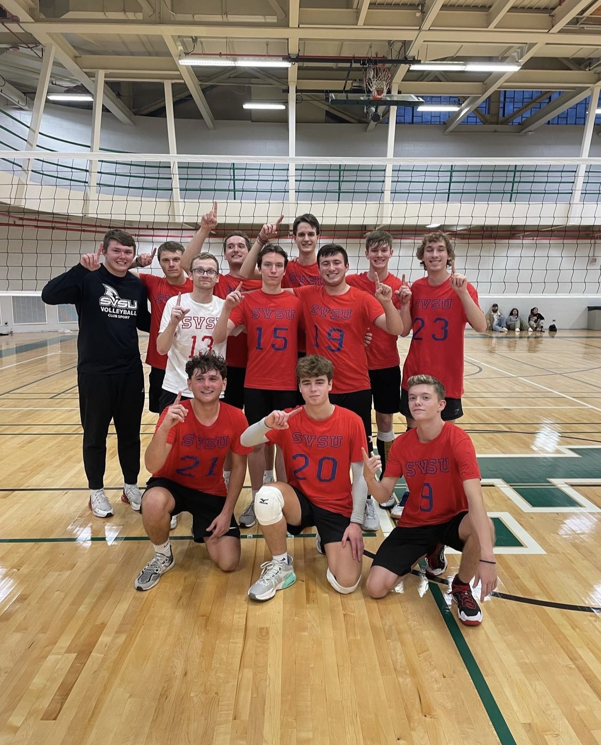 Mens volleyball on court