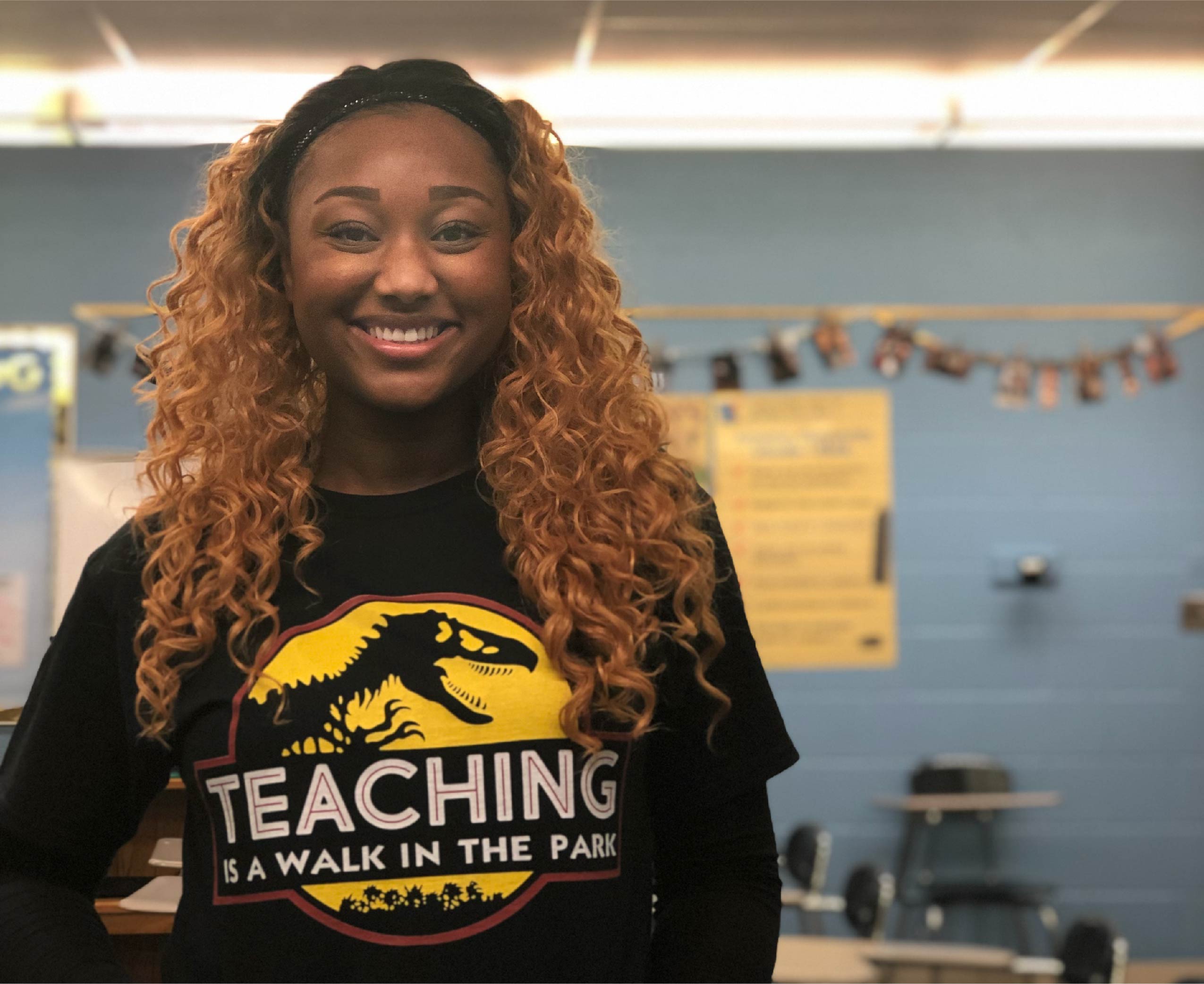 Miah Cooper in a a classroom