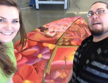 Dvereaux Beauchaine & Adam Stuart Students involved in mural project