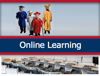 Students with various disabilities smile and stand in graduation gowns. A ribbon that says 