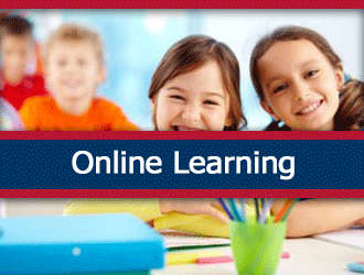 Two girl students smiling for the camera. A ribbon that says 