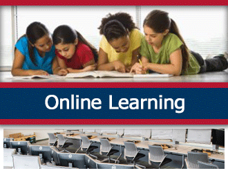 Four students laying on the floor working on a project together. A ribbon that says 