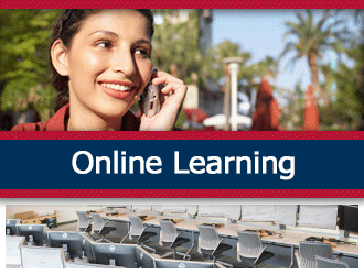 A woman talks on the phone outside. A ribbon that says 