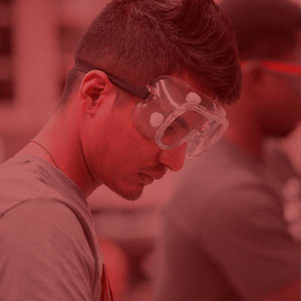 Student working in a lab