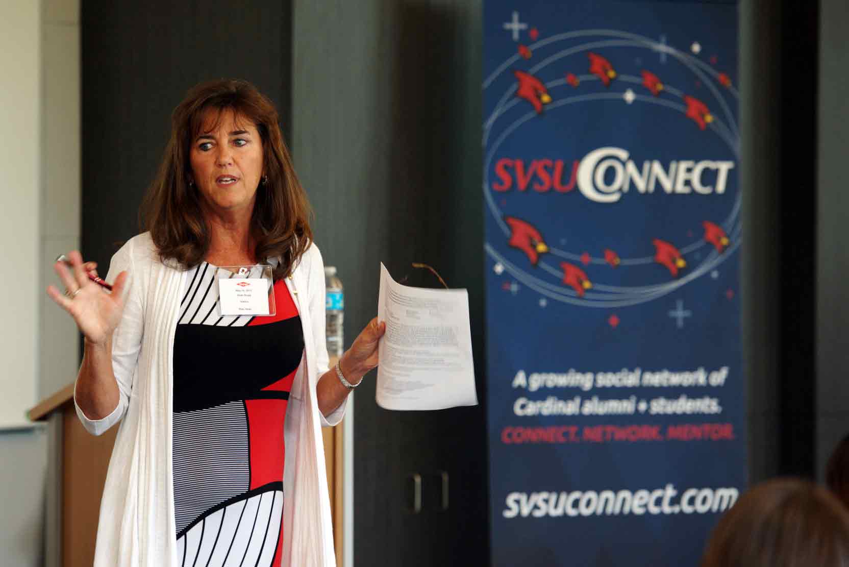 Vicki Rupp talks about her SVSU experience at the Dow Alumni Affinity Group.