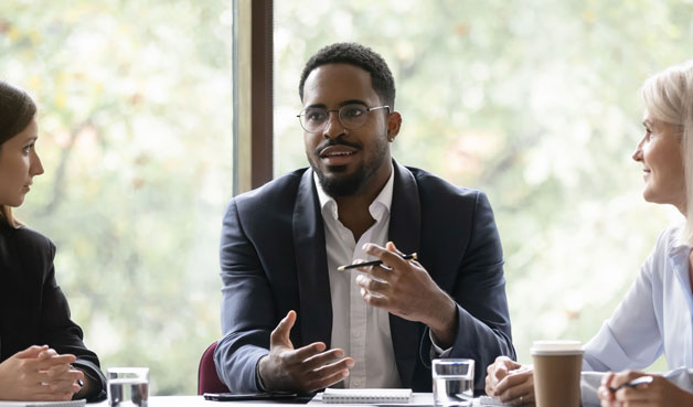 Man speaking in a conference
