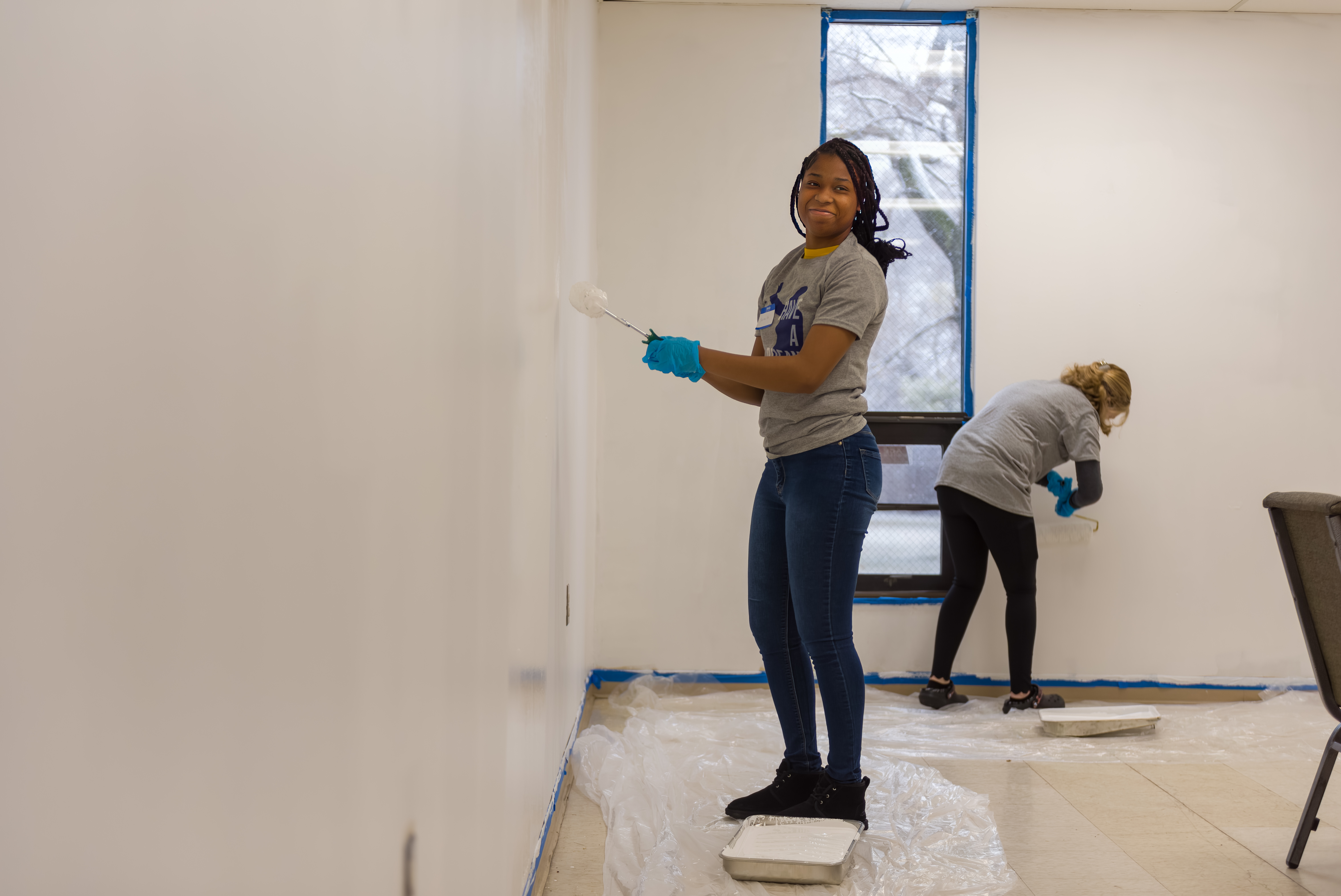 Students serving on the MLK Day of Service at First Ward Community Center