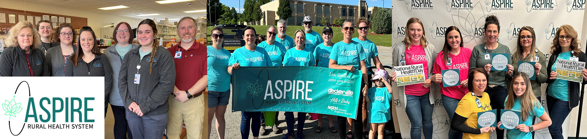 Aspire Banner with Employees and logo