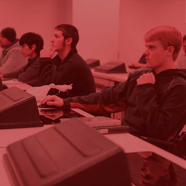 Computer science students in a lab