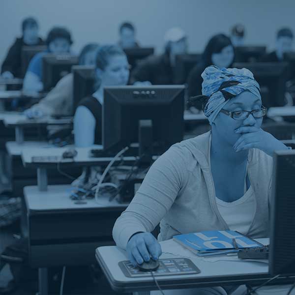 Students working in a computer lab