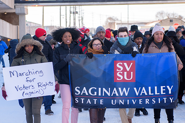 MLK Walk in winter with students