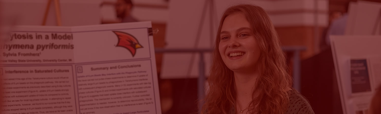 Student presenting research