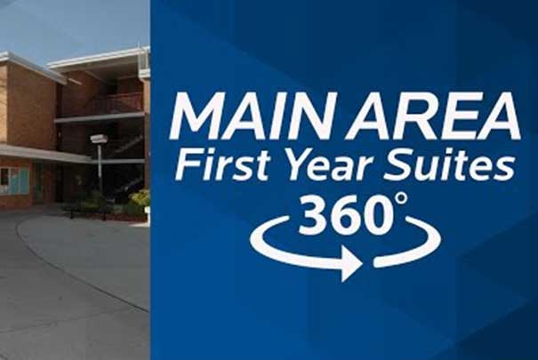 360 view of first year suites main room