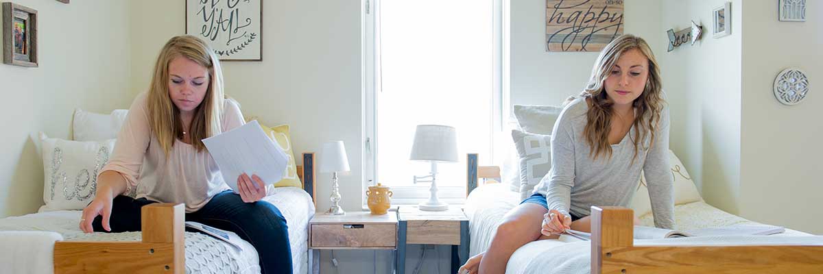 two girls in their dorm room