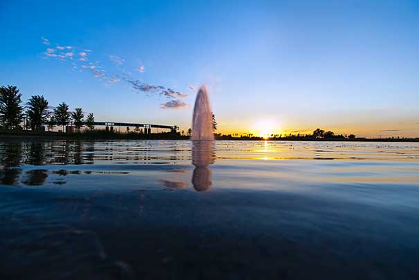 fountain at entrance of SVSU