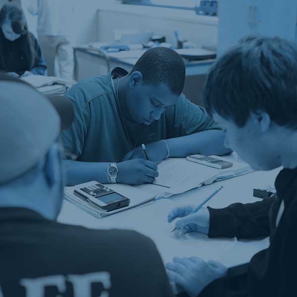 Math students working together