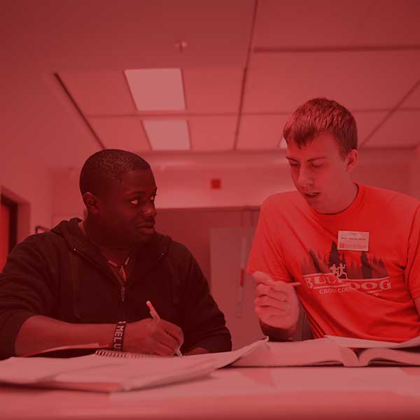 Math students helping each other