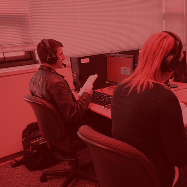 Students at Language Lab and Media Center