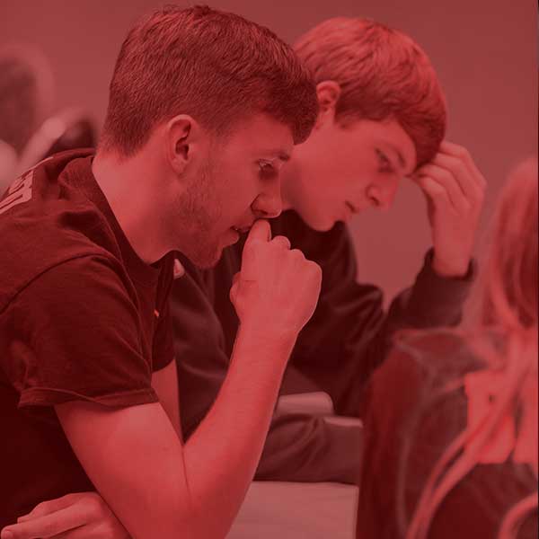 Students working on language exercises