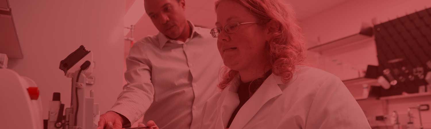 A student and professor work together in a lab