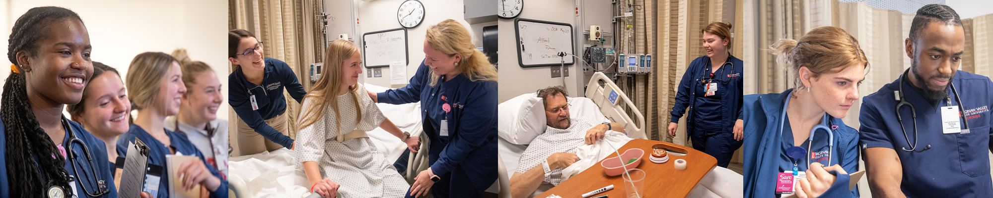 4 images of nursing students