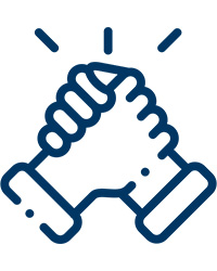 An icon of two hands clasping each other