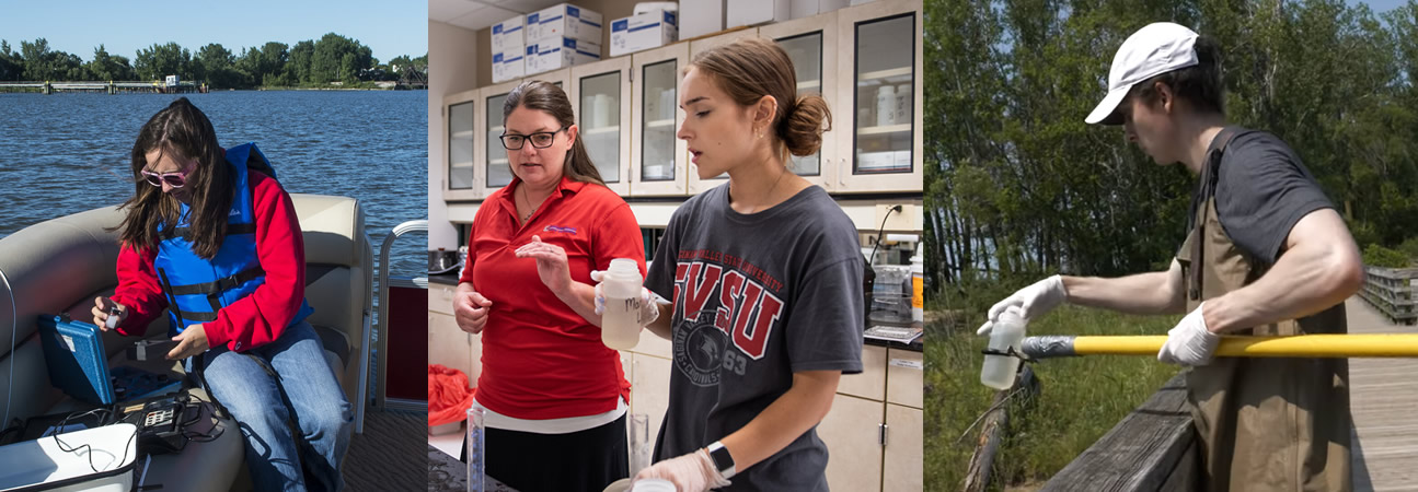 Students in lab and in the field