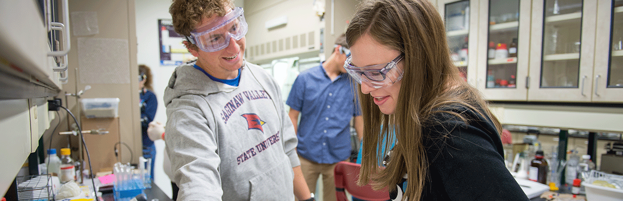 High school students working in SVSU labs.