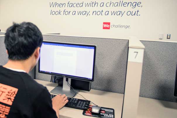 student taking a test