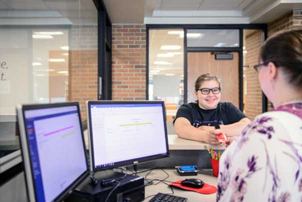 student entering testing center