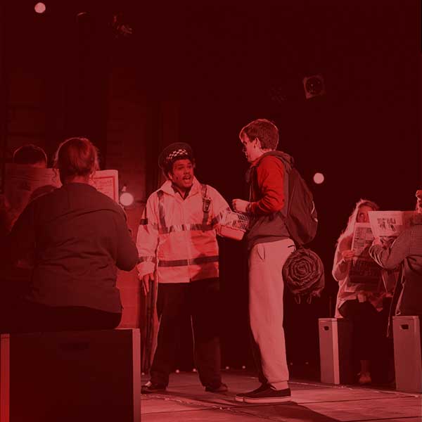 Students performing a play