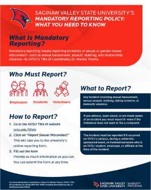 Mandatory Reporting Cover Page example