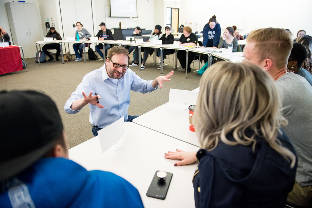 Students with professor in class