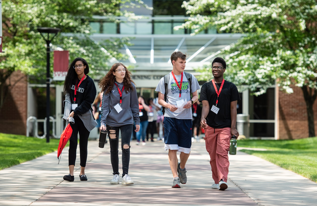 Students walking outside