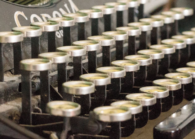 Closeup of old typewriter keyboard